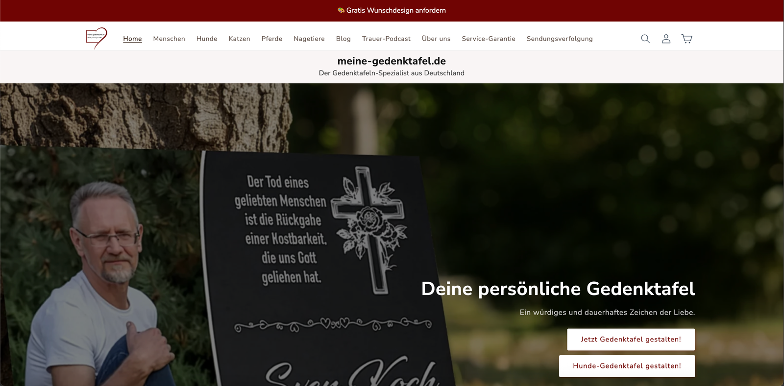 meine-gedenktafel.de Screenshot